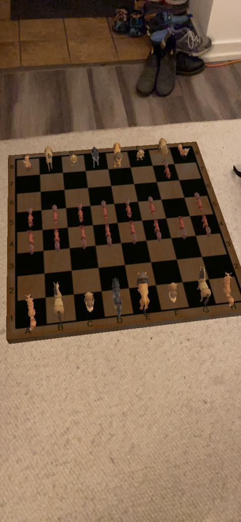 Phone Camera Photo of Augmented Reality Chess Game